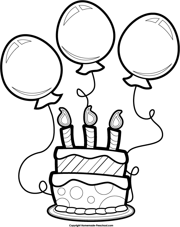 Happy Birthday Cake Clip Art Black And White