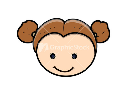 Smiling Cartoon Girl Face