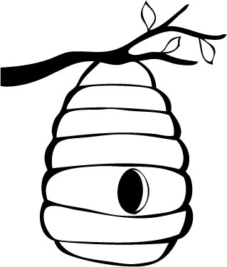 Bee hive clip art black and white