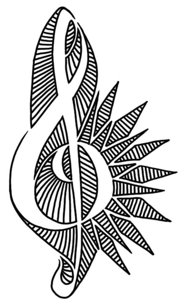 Desing of Treble Clef Coloring Page - NetArt