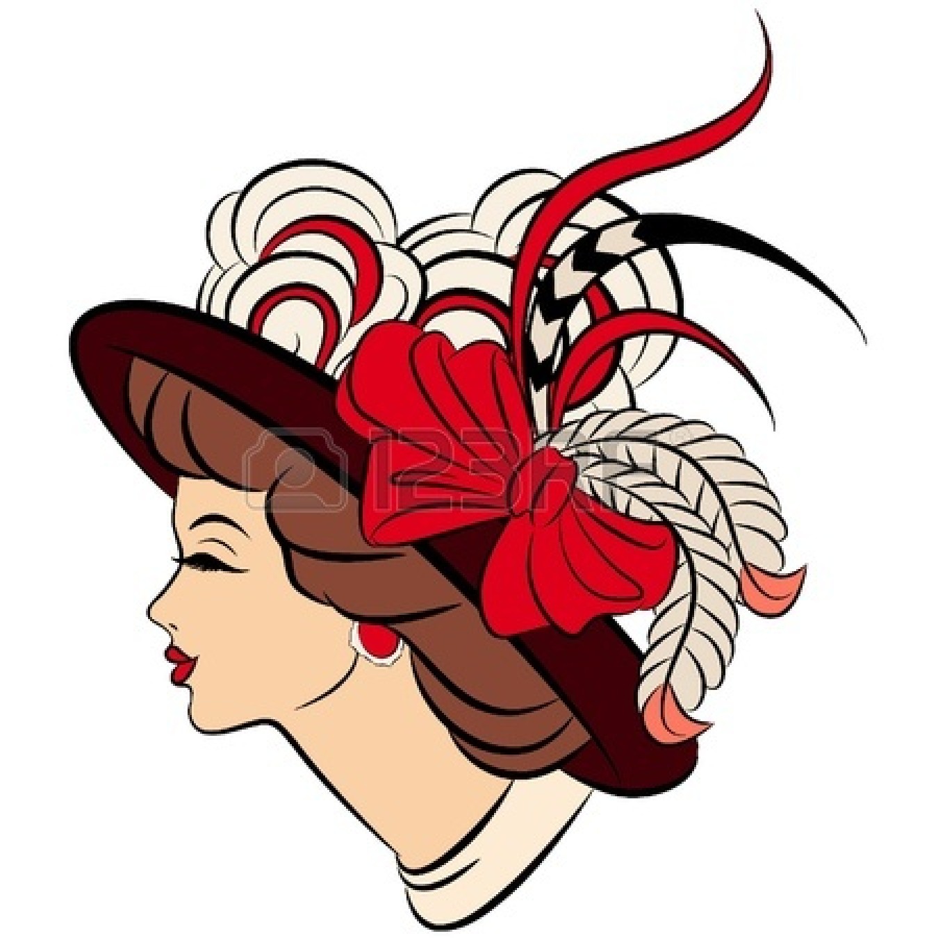 Old Fashion Ladies Hat Clipart