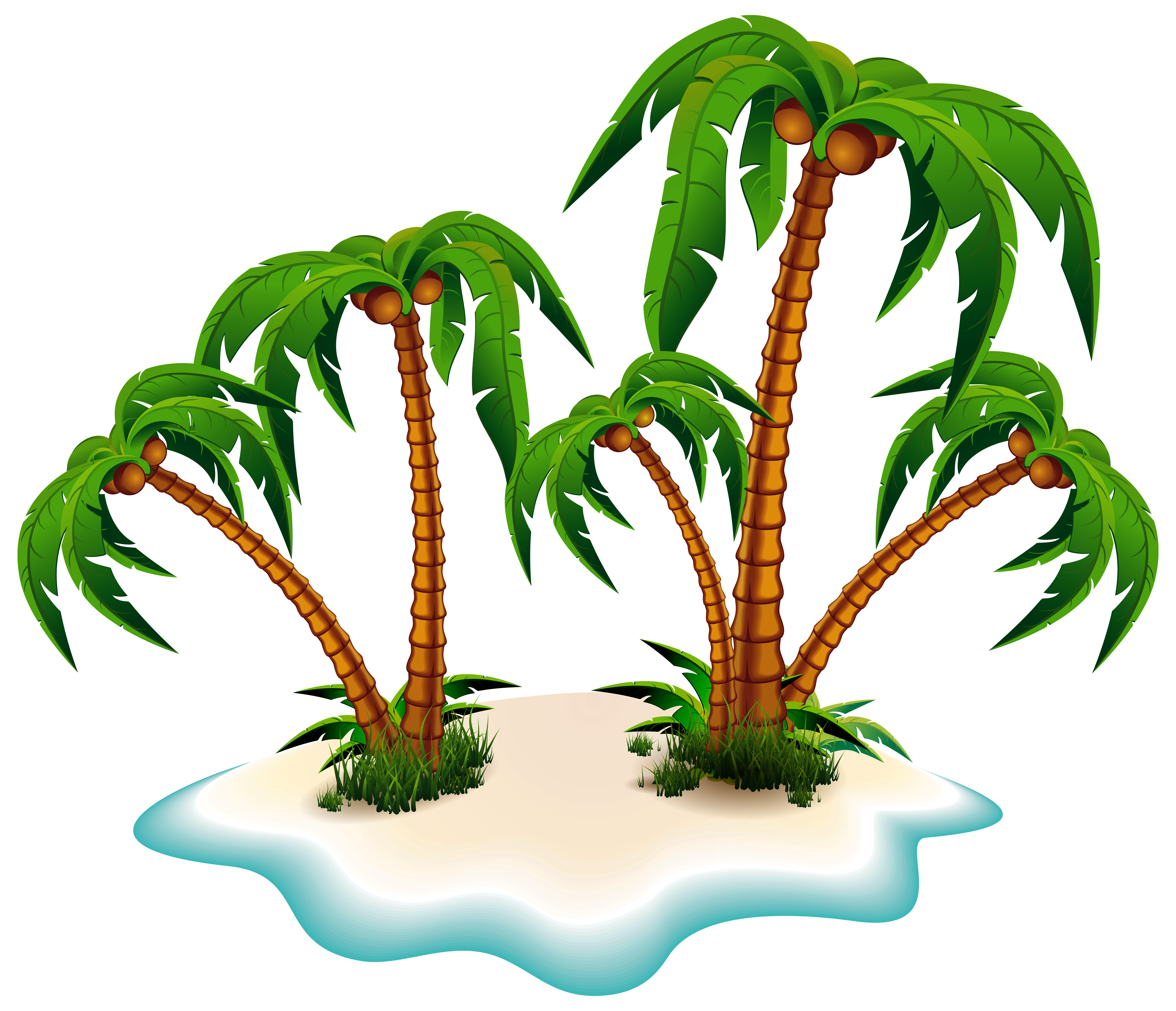 Palm Trees and Island PNG Clipart Picture