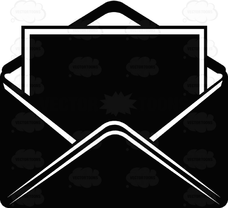 Cartoon Clipart: E-Mail Letter In Open Envelope