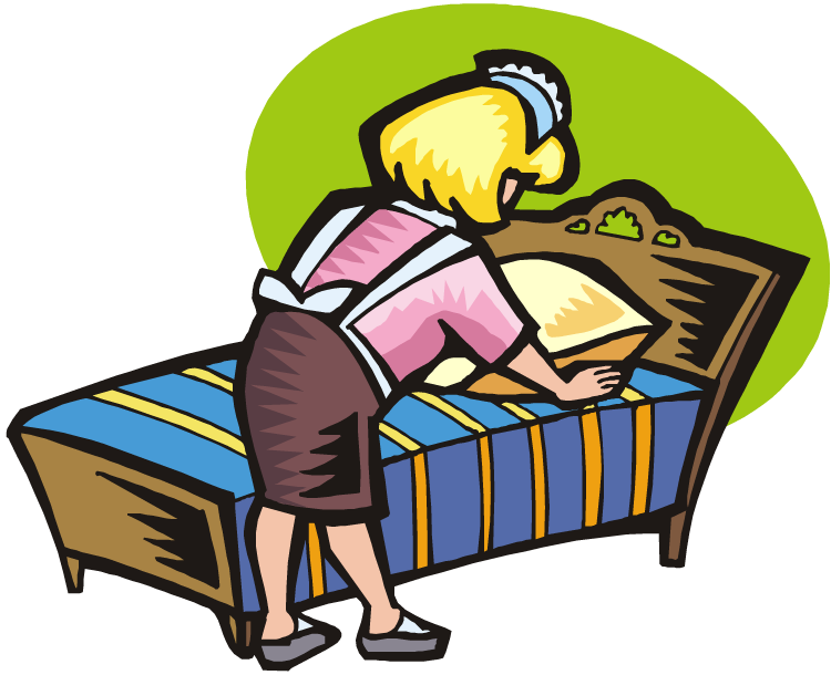 Boy Making Bed Clipart