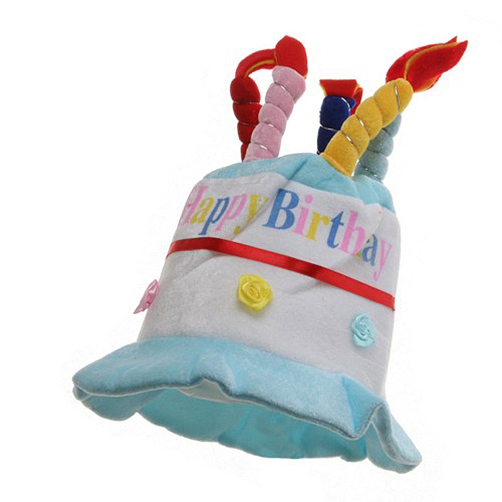 e4Hats.com: Velvet Happy Birthday Hat - Blue