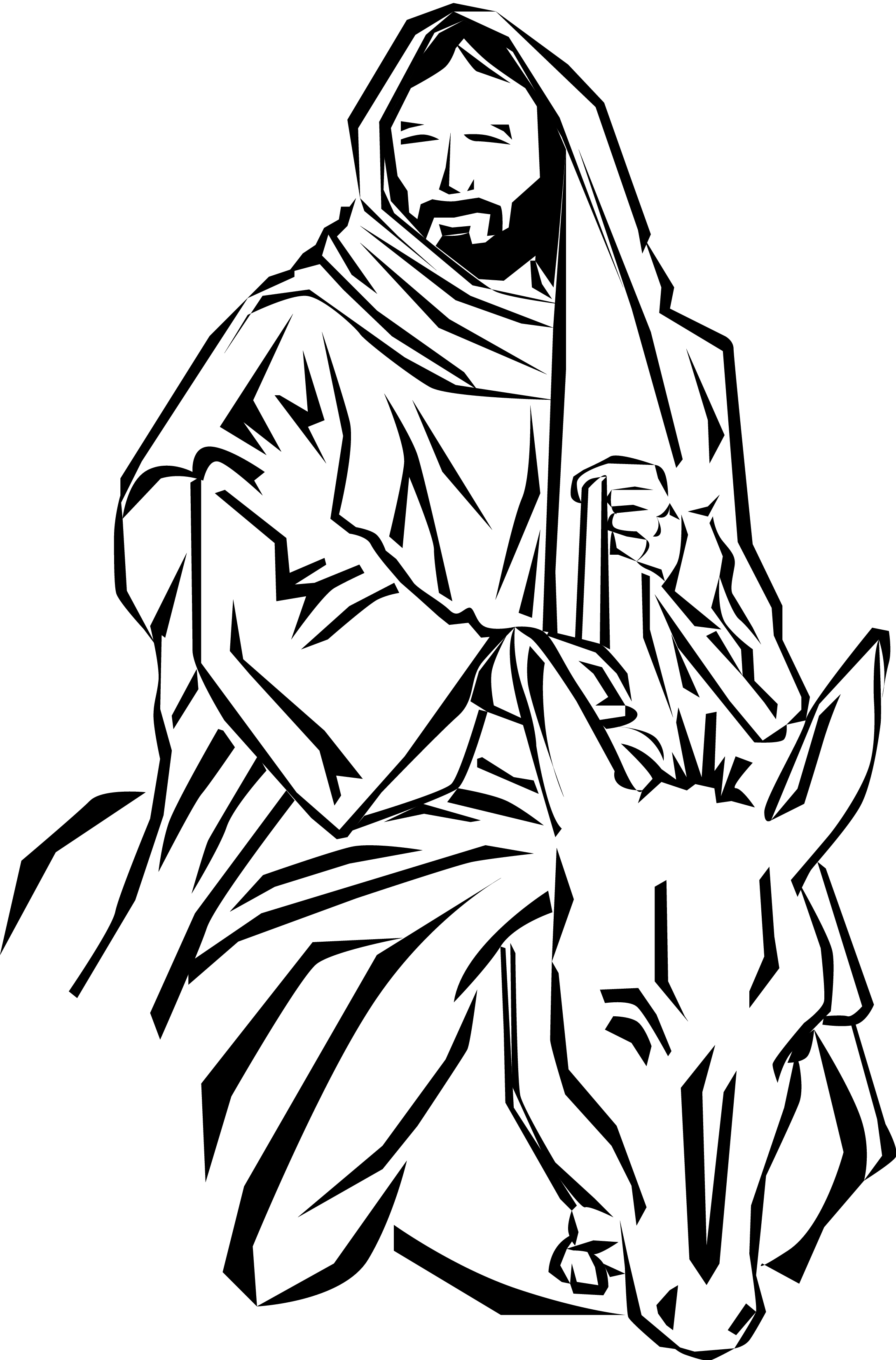 Black white clipart of jesus crucifixion