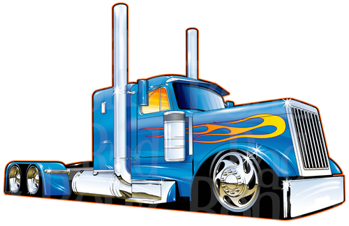 18-wheeler Black And White Clipart