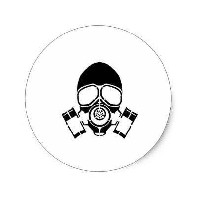 gas mask stencil logo classic round sticker | Zazzle