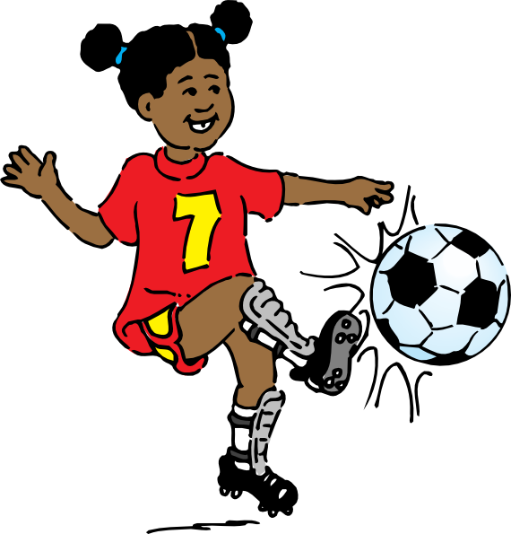 Cartoon Girl Playing Soccer