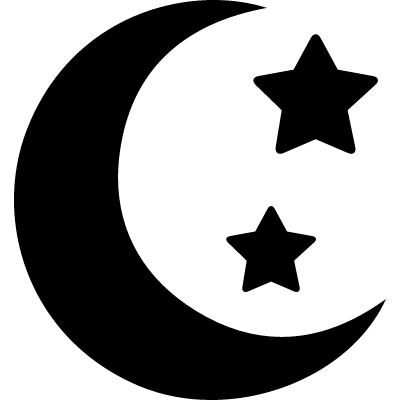 Crescent moon phase shape with two stars â?? Free Vectors, Logos ...