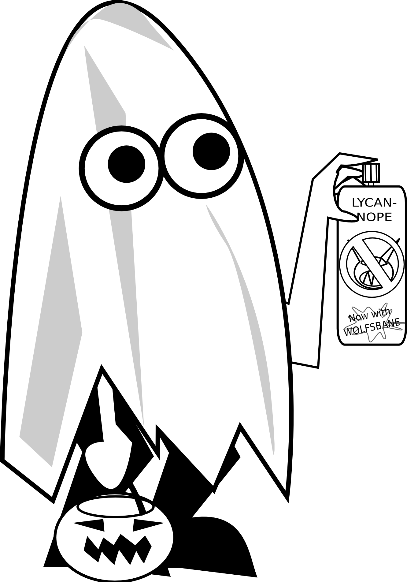 ghost trick or treater halloween black white line ...