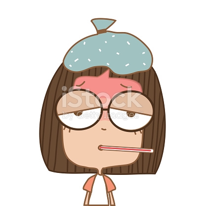 Cute Girl Sick With Thermometer And Ice Bag stock vector art ...
