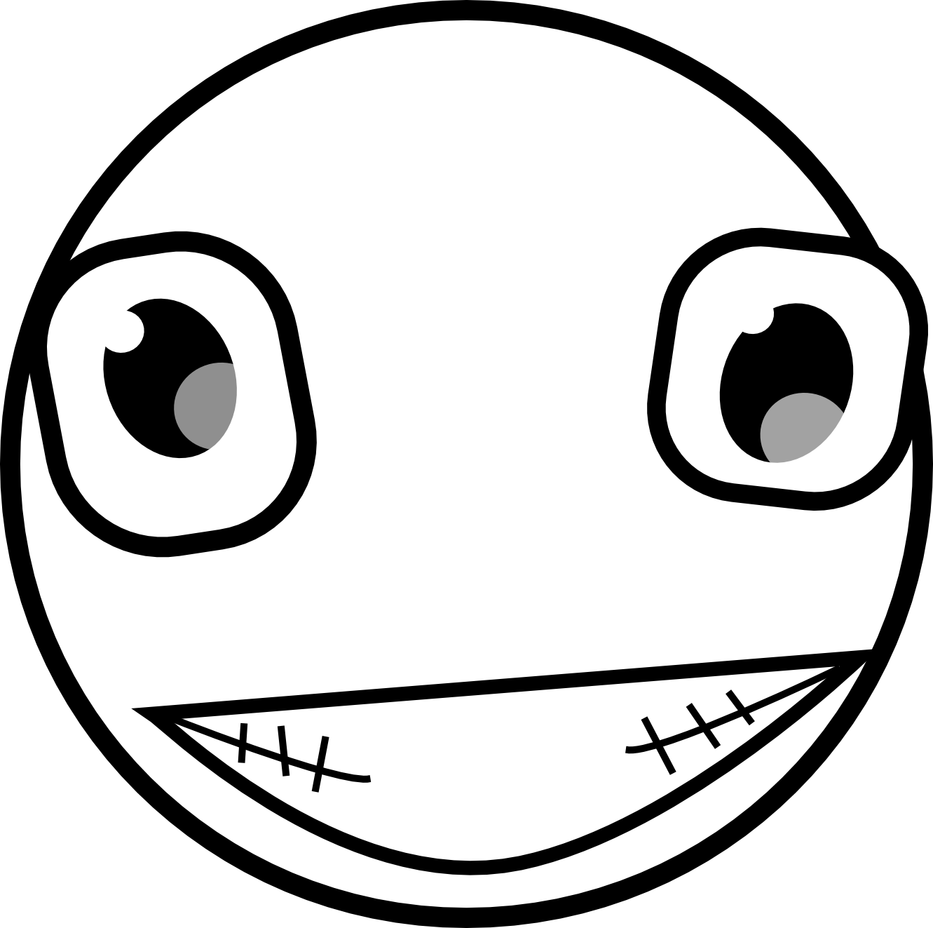 feraliminal creepy buddy icon black white line art ...