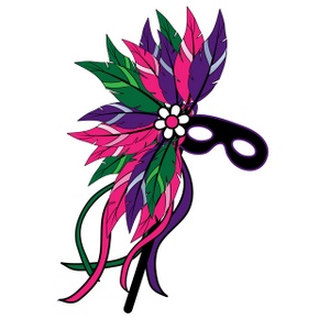 Mask Clipart Image - Feathered Mardi Gras Mask
