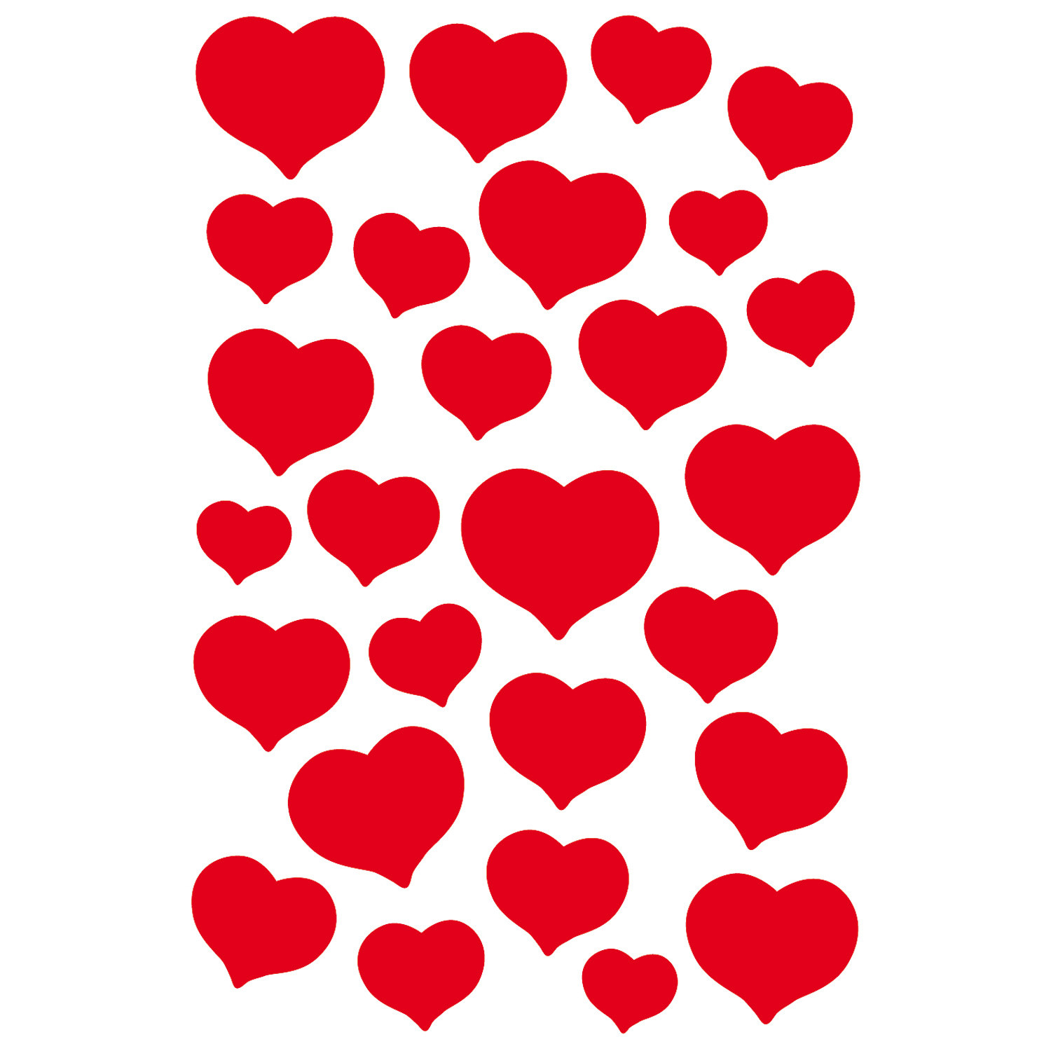 Decorative labels MAGIC red hearts, stone, 1 sheet