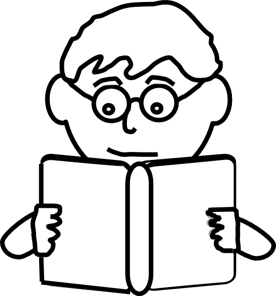 Boy Reading Outline clip art - vector clip art online, royalty ...