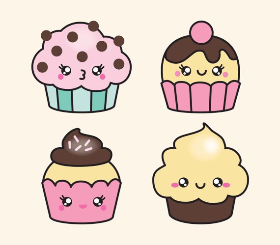 Kawaii cupcake clipart