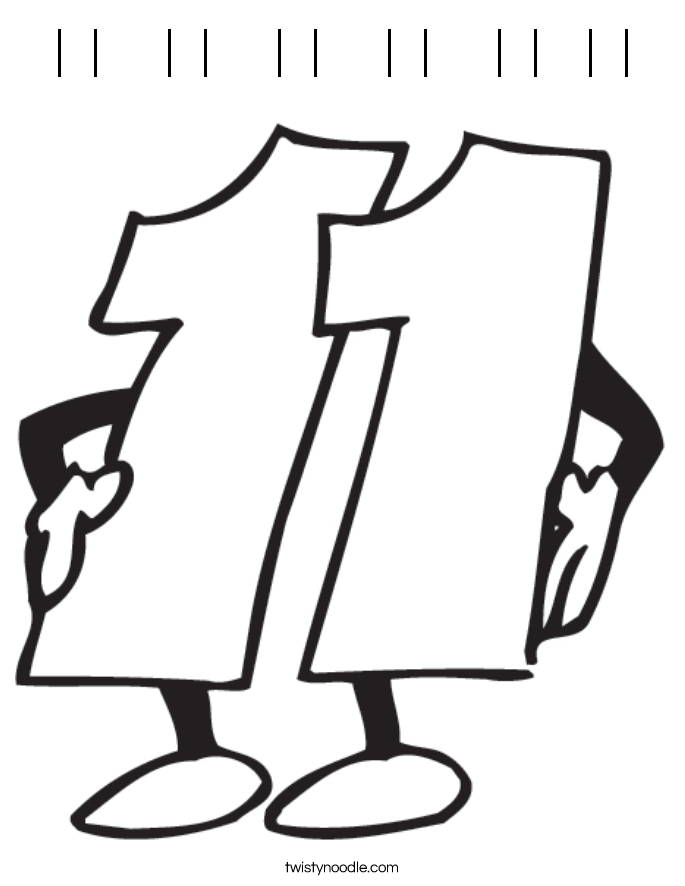 11 11 11 11 11 11 Coloring Page - Twisty Noodle