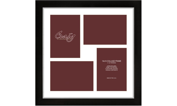 14x14" Contemporary Black 4 Photo Collage Frame with 4 5x7 ...