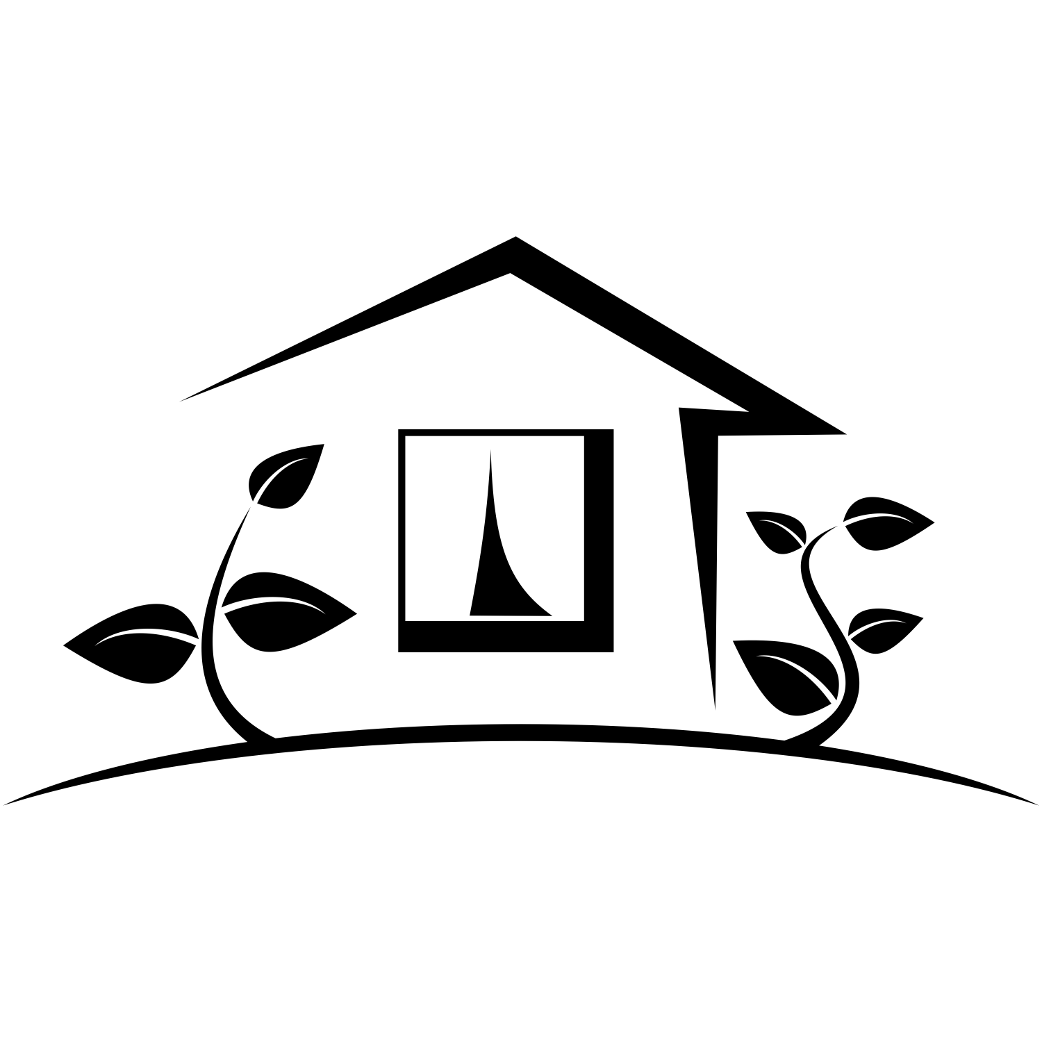 Vector for free use: House with two trees