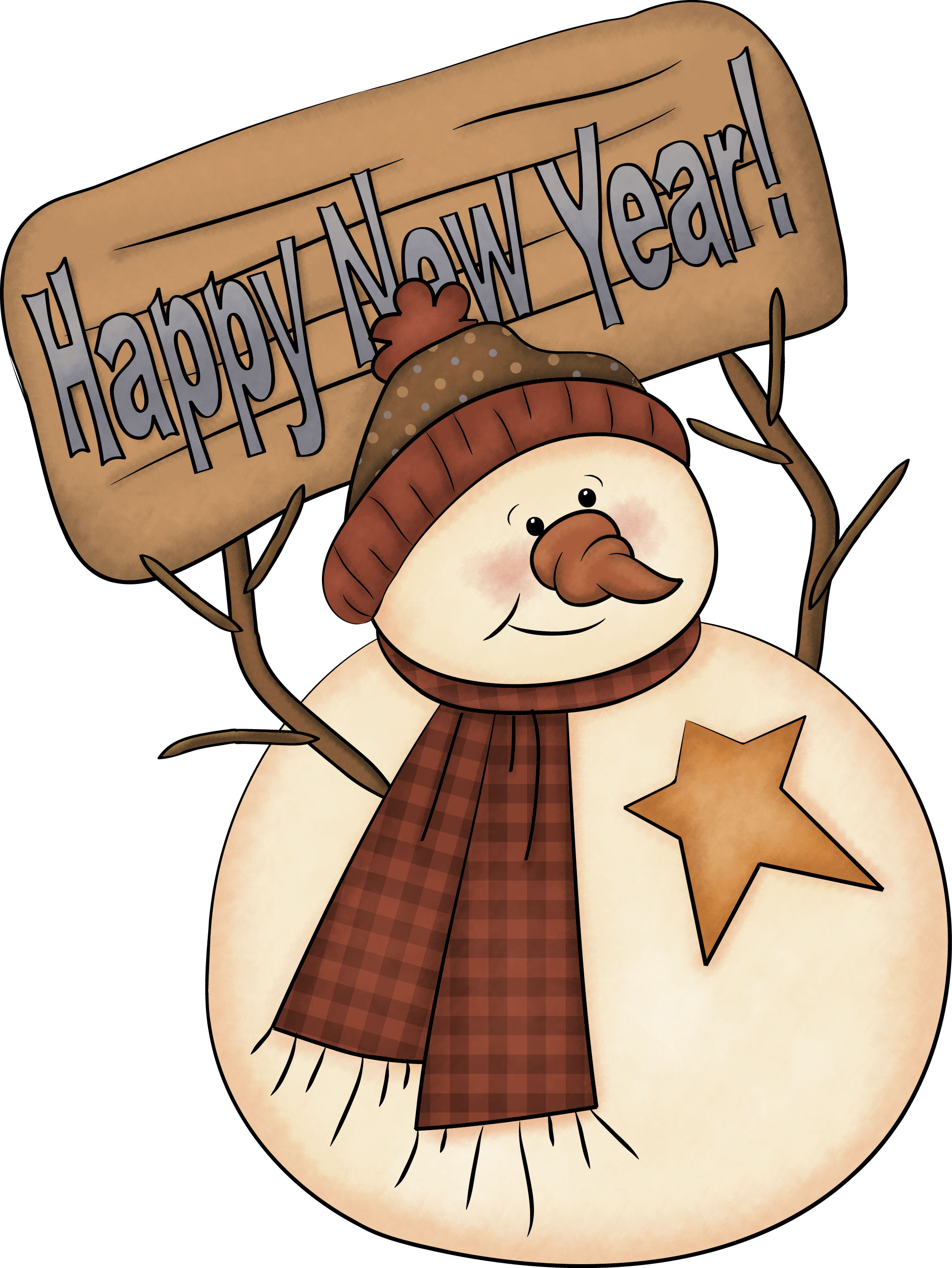Primitive Snowman Clipart