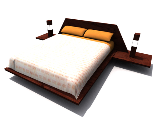 Solid wood double household bed, double bed, bed, furniture ...