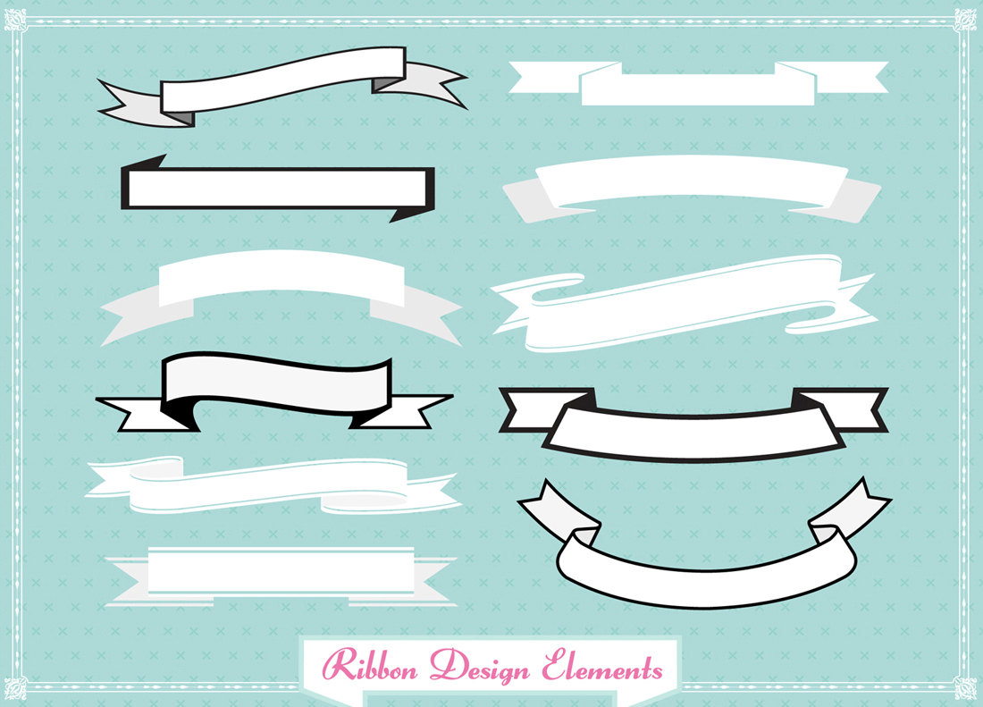 Ribbon Banner set clip art for digital scrapbooking, labels, invitations INCLUDING BLACK versions. Ribbon Banner set clip art for digital scrapbooking