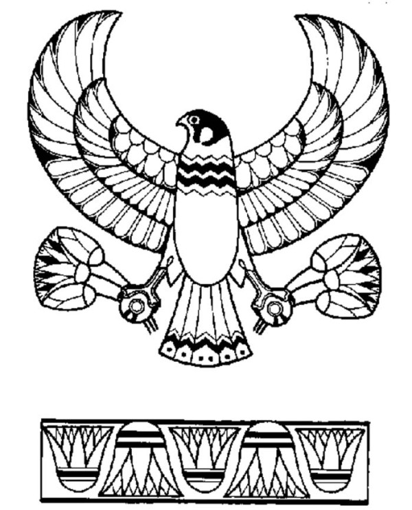 Ancient Egypt Eagle God Horus Emblem Coloring Page - Free ...