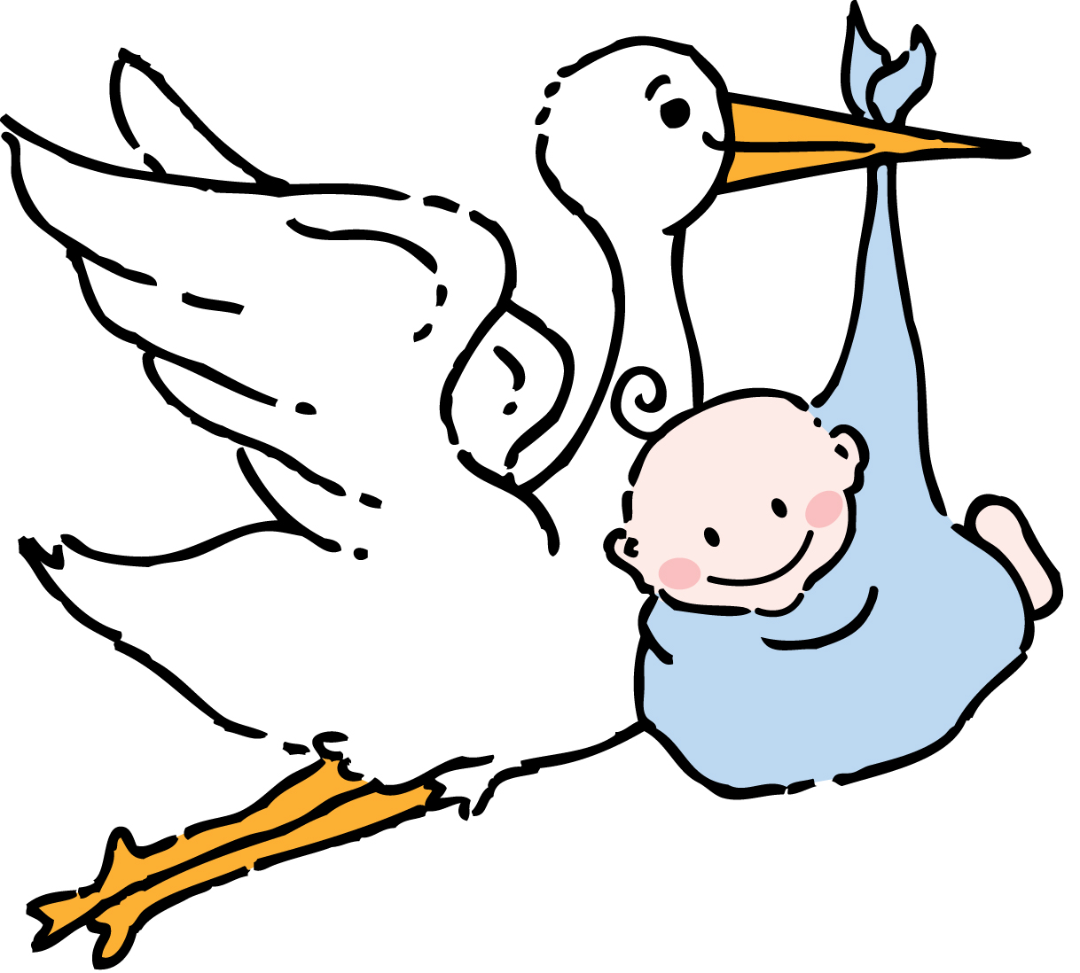 Clipart stork with baby