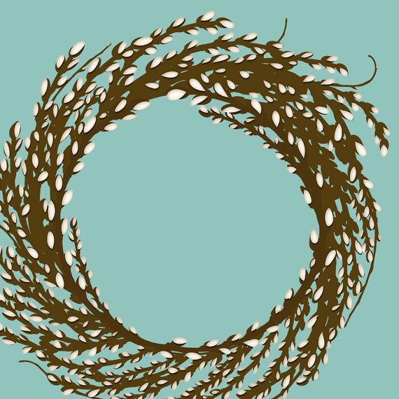 PussyWillow ClipArt Willow Tree Branch Wreath by FishScraps