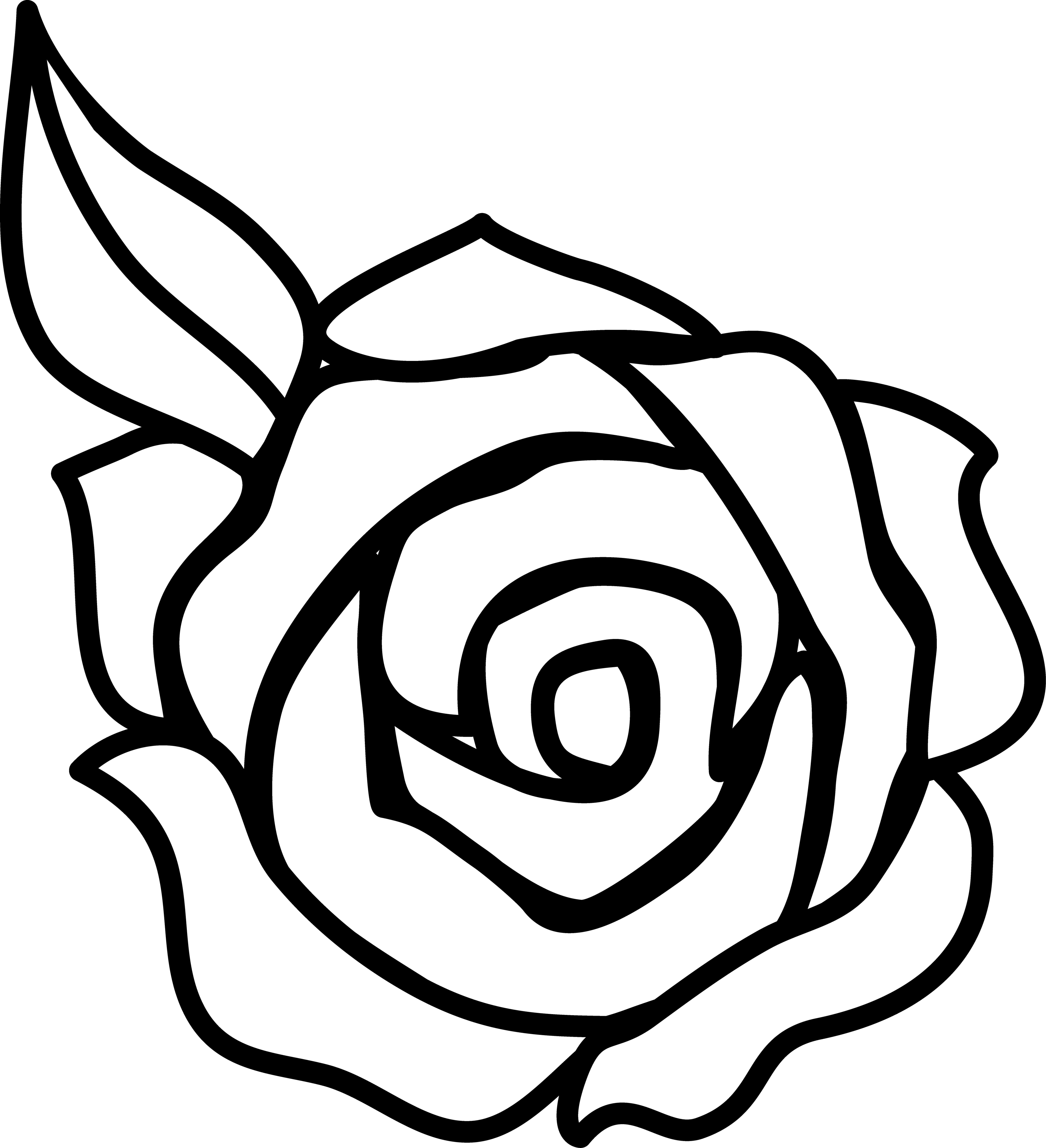 Simple rose clipart outline