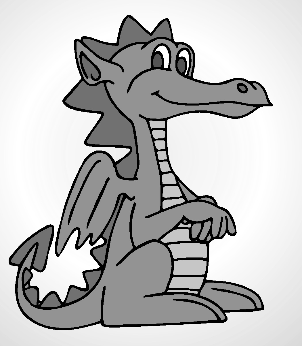 Clipart cute dragon black and white - ClipartFox