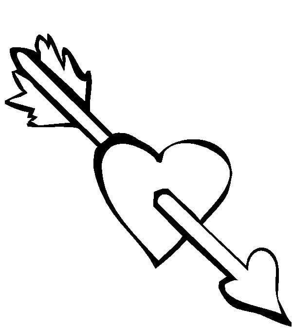 Heart and Arrow Coloring Page