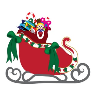 Santas Sleigh Clipart Image - Bag of Christmas Toys in Santa's Sleigh