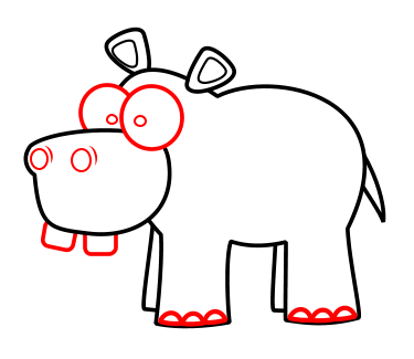Drawing a cartoon hippo