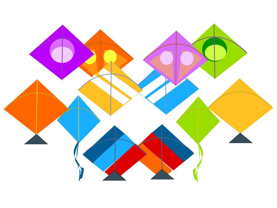 Kites Of A Row Clipart