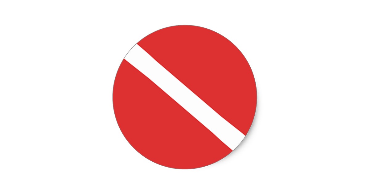 Scuba Diving Logo- Diver's Red White Flag Classic Round Sticker ...