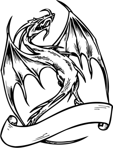Disegno di Drago con pergamena da colorare | Disegni da colorare e ...