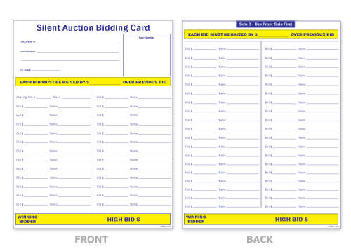 Auction bid sheets