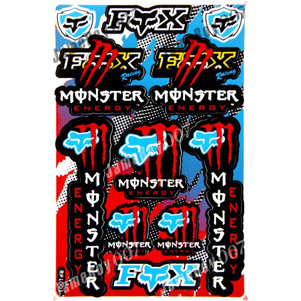 MRS0145 - RED M0NSTER ENERGY FOX RACING DECALS STICKERS MOTORCYCLE ...