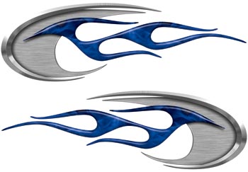 Motorcycle Tank, Helmet, Side Cover Flame Decals in Inferno Blue ...