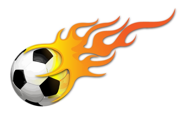 Soccer ball with flames clipart