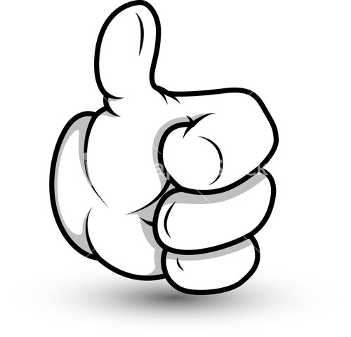 Cartoon Hand - Finger Pointing Down - Vector Illustration