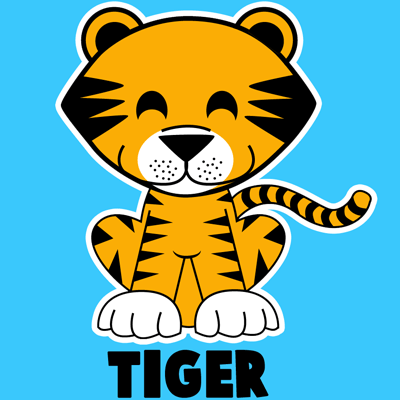 How to Draw a Cartoon Baby Tiger with Easy Step by Step Drawing ...
