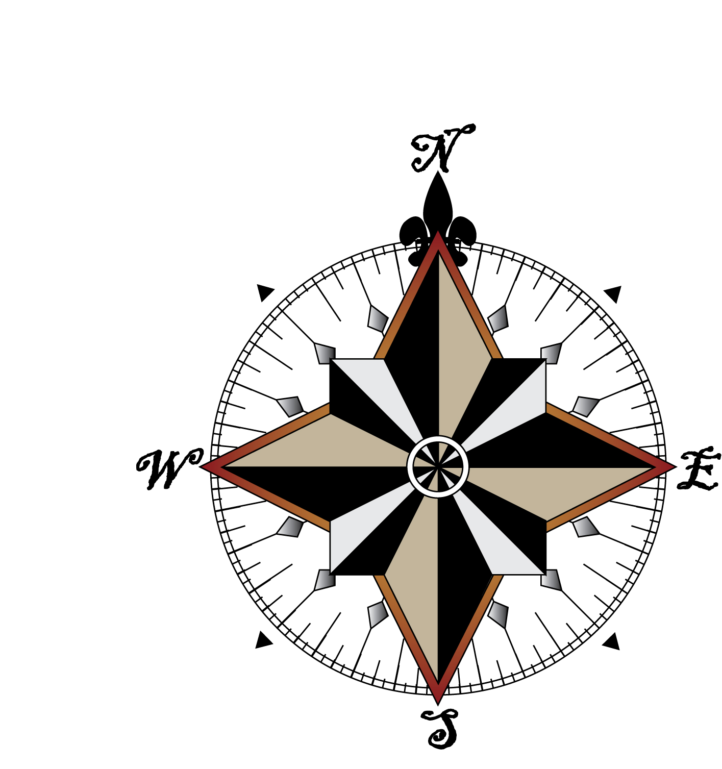 Compass rose map clipart