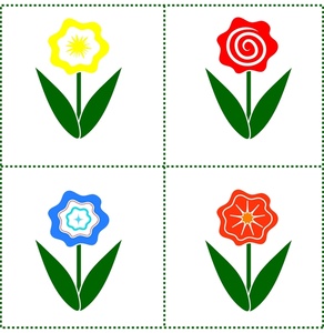 Flowers Clipart Image - Colorful Flower Quilt Design
