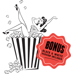 Red Pepper Graphics | Vintage style clipart graphics Popcorn Pinup ...