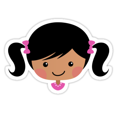 Cute cartoon girl with pigtails, black hair and dark skin ...