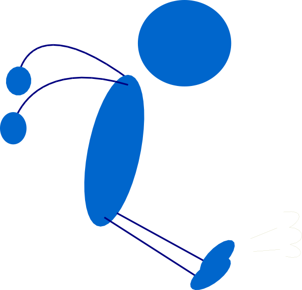 Landing Blue Stick Man clip art Free Vector
