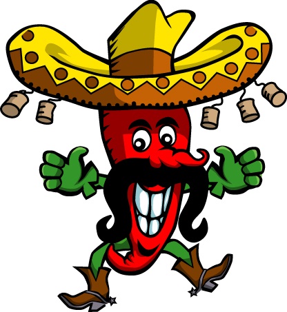 CHILLI,CARTOON,MOUSTACHE WEARS CORKED HAT, GLOVES & BOOTS logo by Inspir Pty Ltd
